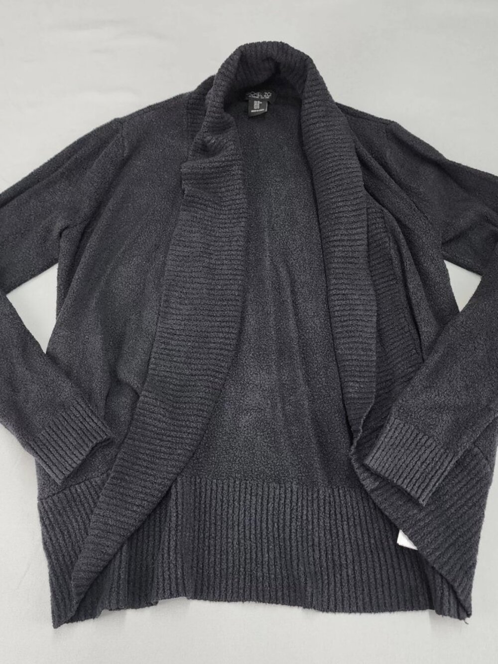 RACHEL ZOE Cardigan Women's M Black Open Front Shawl Collar Knit